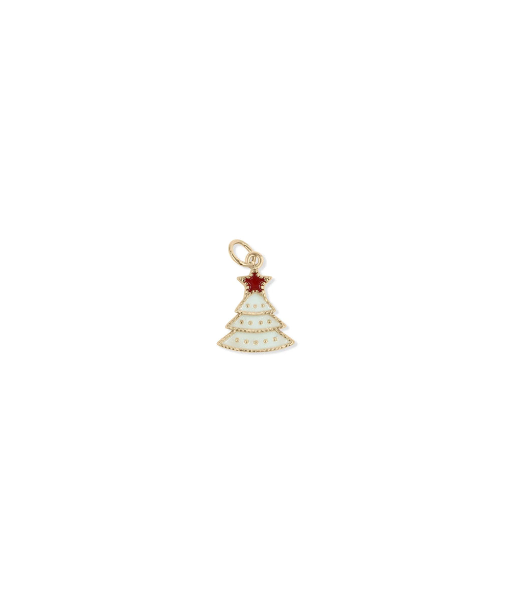 Rose gold Enamel Christmas Tree Charm featuring festive color