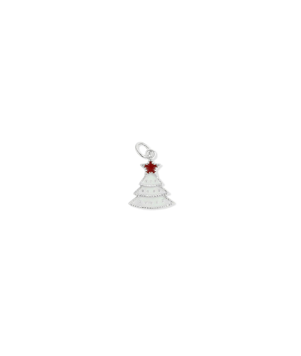 White gold Enamel Christmas Tree Charm seasonal design