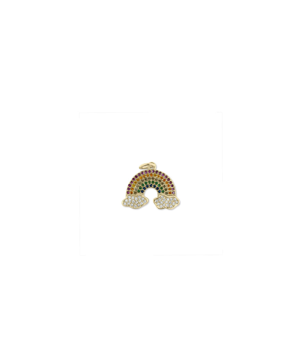 Rainbow Pave Charm yellow gold joyful arc symbol