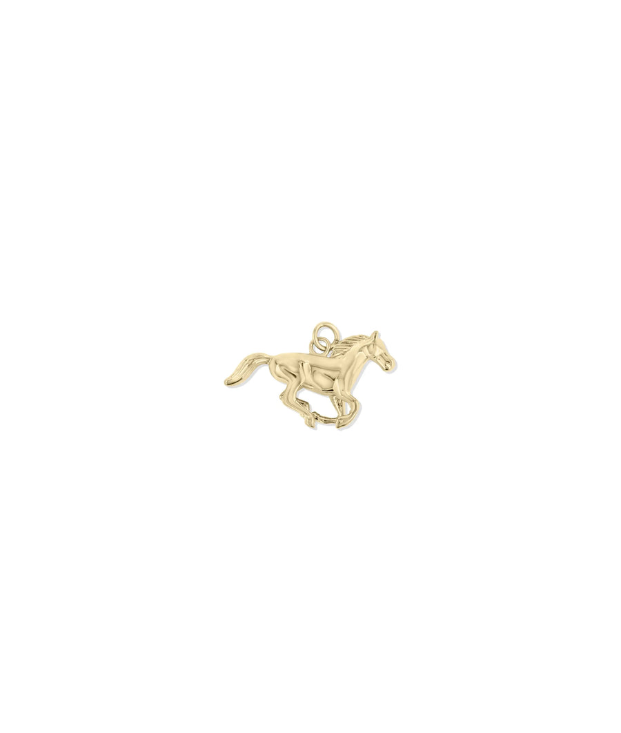 Gold Running Horse Charm yellow gold freedom motion symbol