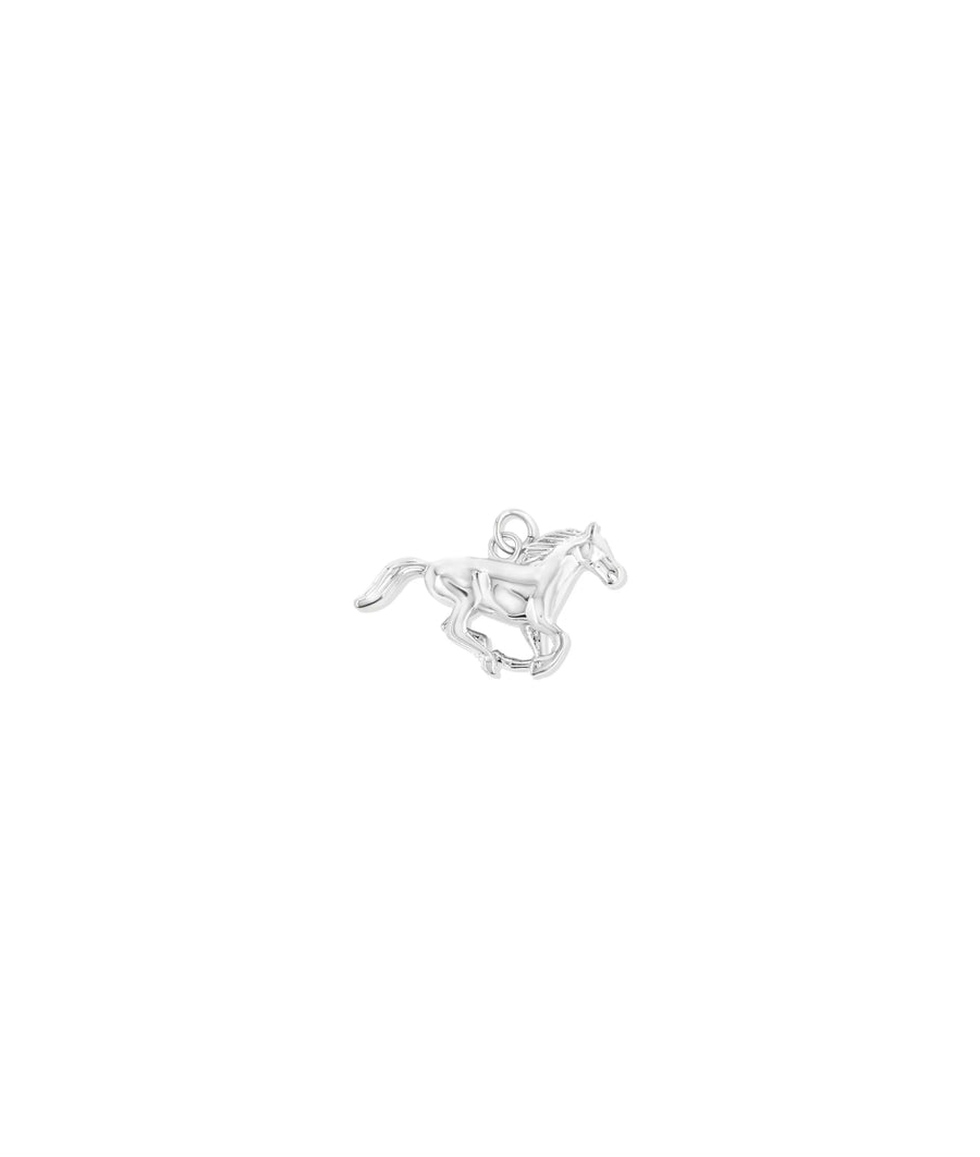 White gold Running Horse Charm equestrian design