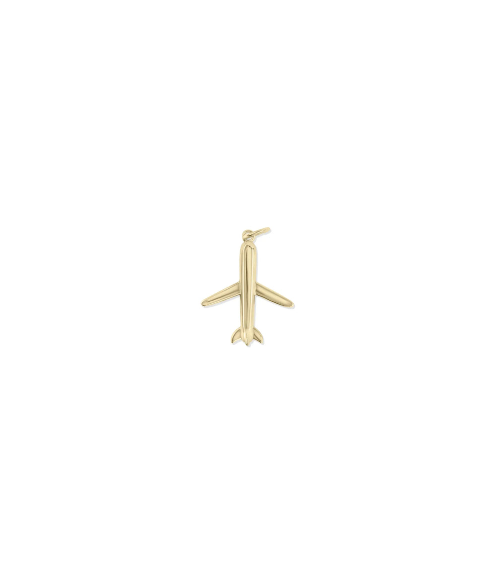 Gold Airplane Charm yellow gold travel wanderlust symbol