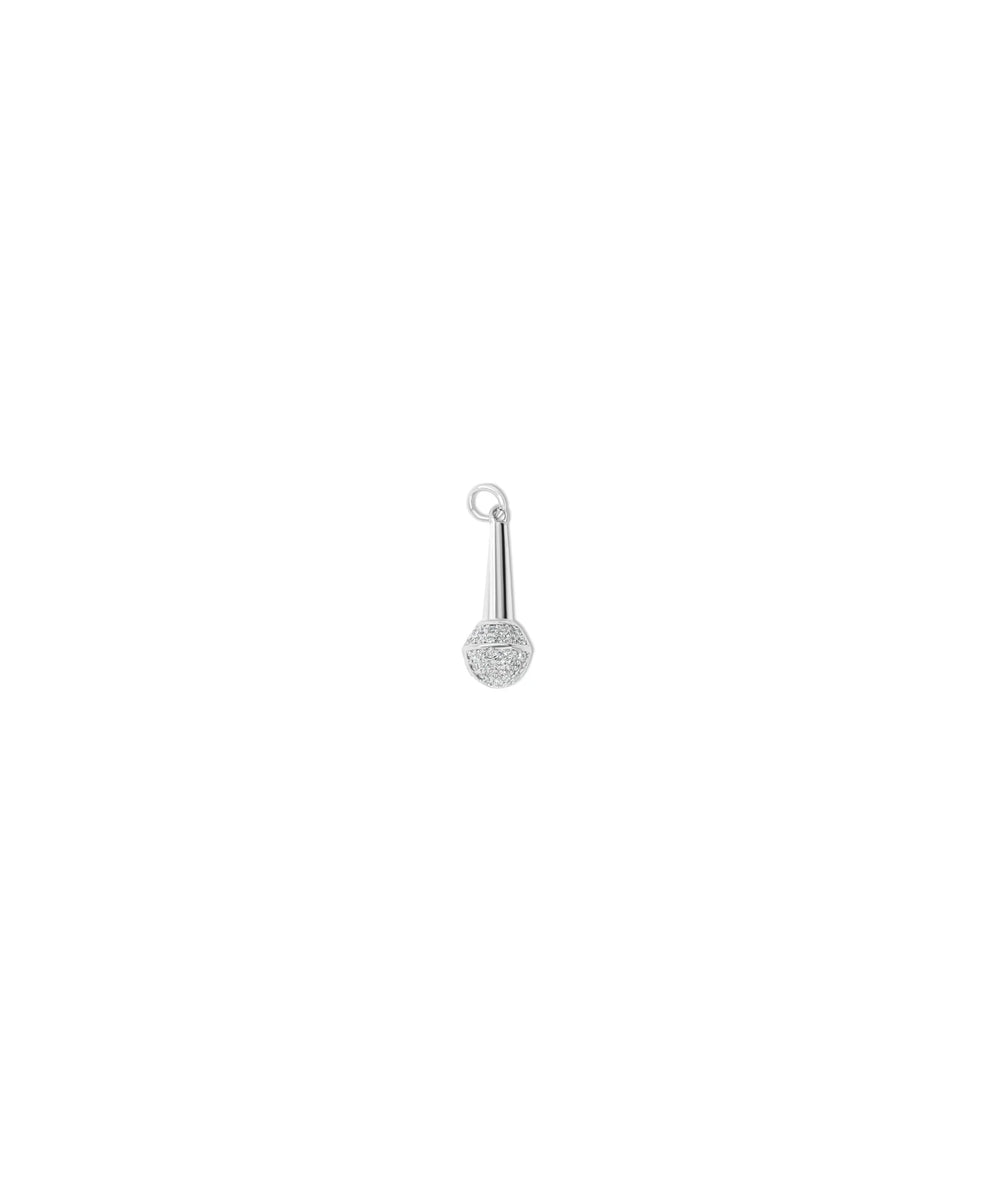 White gold Microphone Charm Diamonds performance symbol