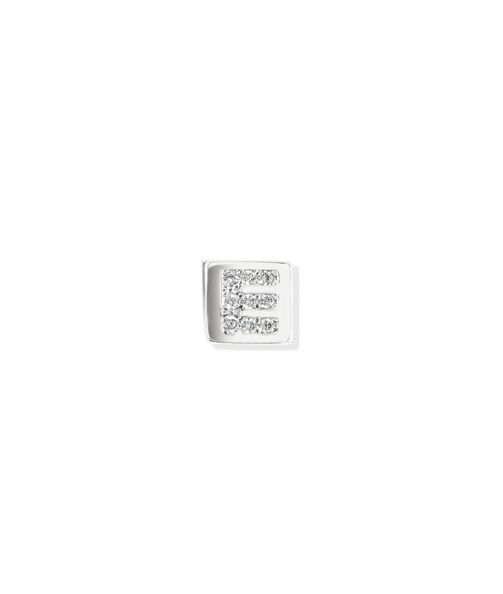 White gold Initial Square Block Charm modern design
