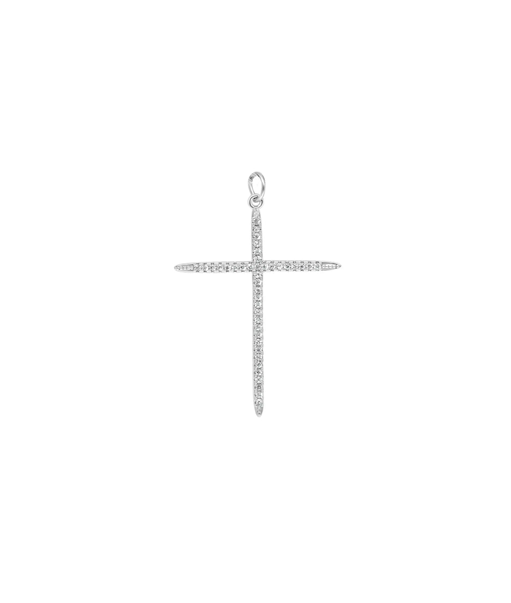 White gold Diamond Cross Charm faith expression design