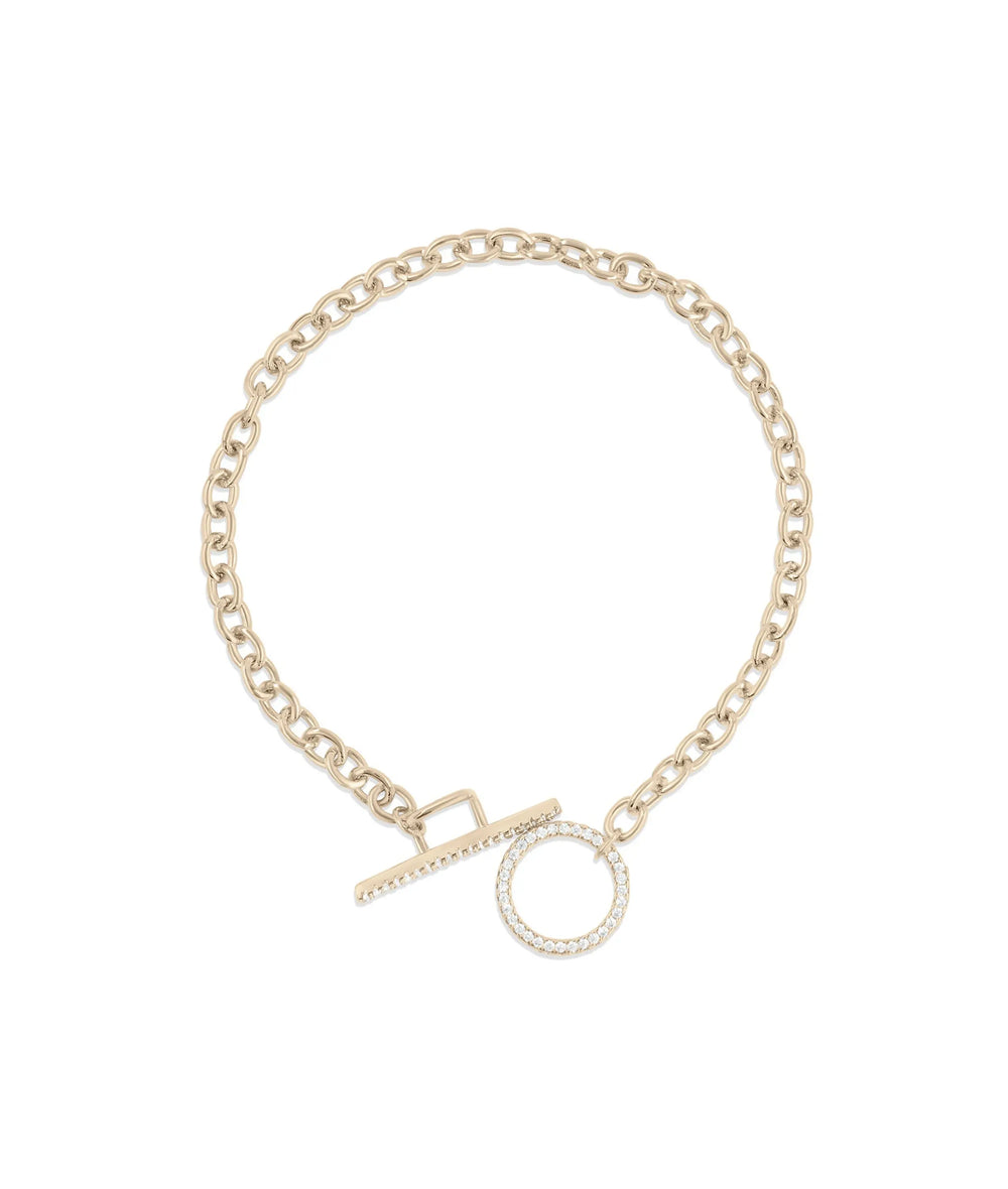 Rose gold Toggle Curb Link Bracelet with diamond-set links