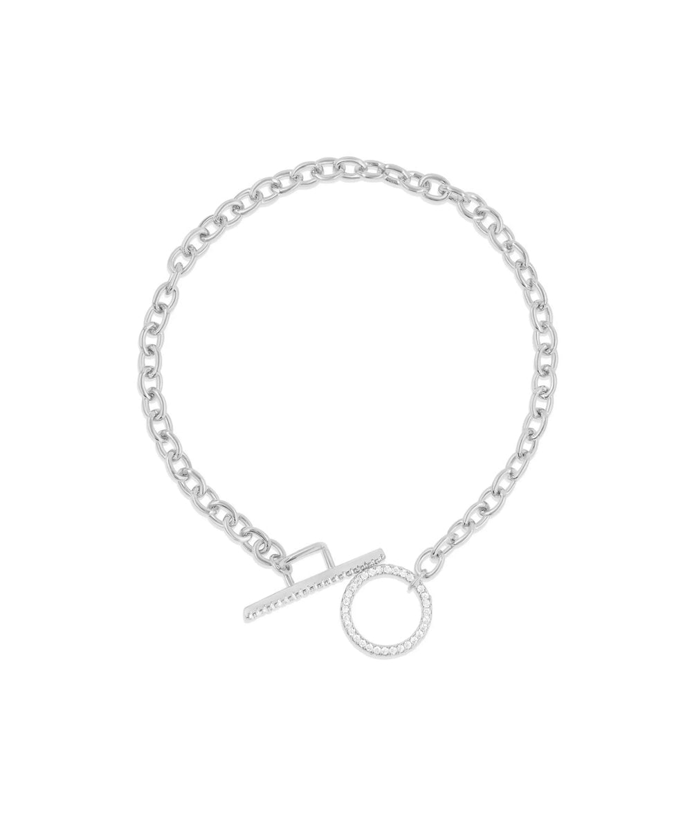 White gold Diamond Toggle Curb Link Bracelet bold chain design