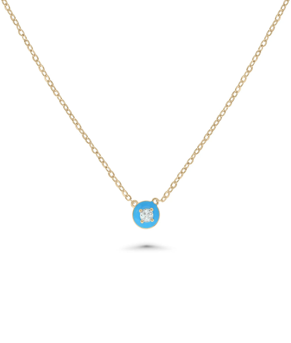 Enamel Bubble Solitaire Necklace rose gold featuring solitaire sparkle