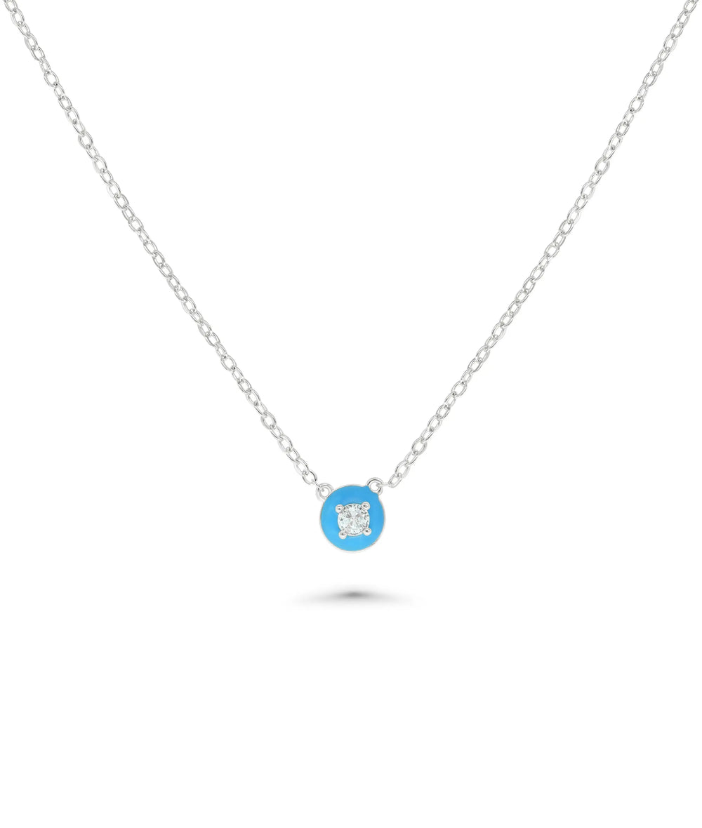 Enamel Bubble Solitaire Necklace white gold with playful elegant design
