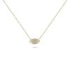 Evil Eye and Diamond Heart Necklace front view yellow gold with dual symbols