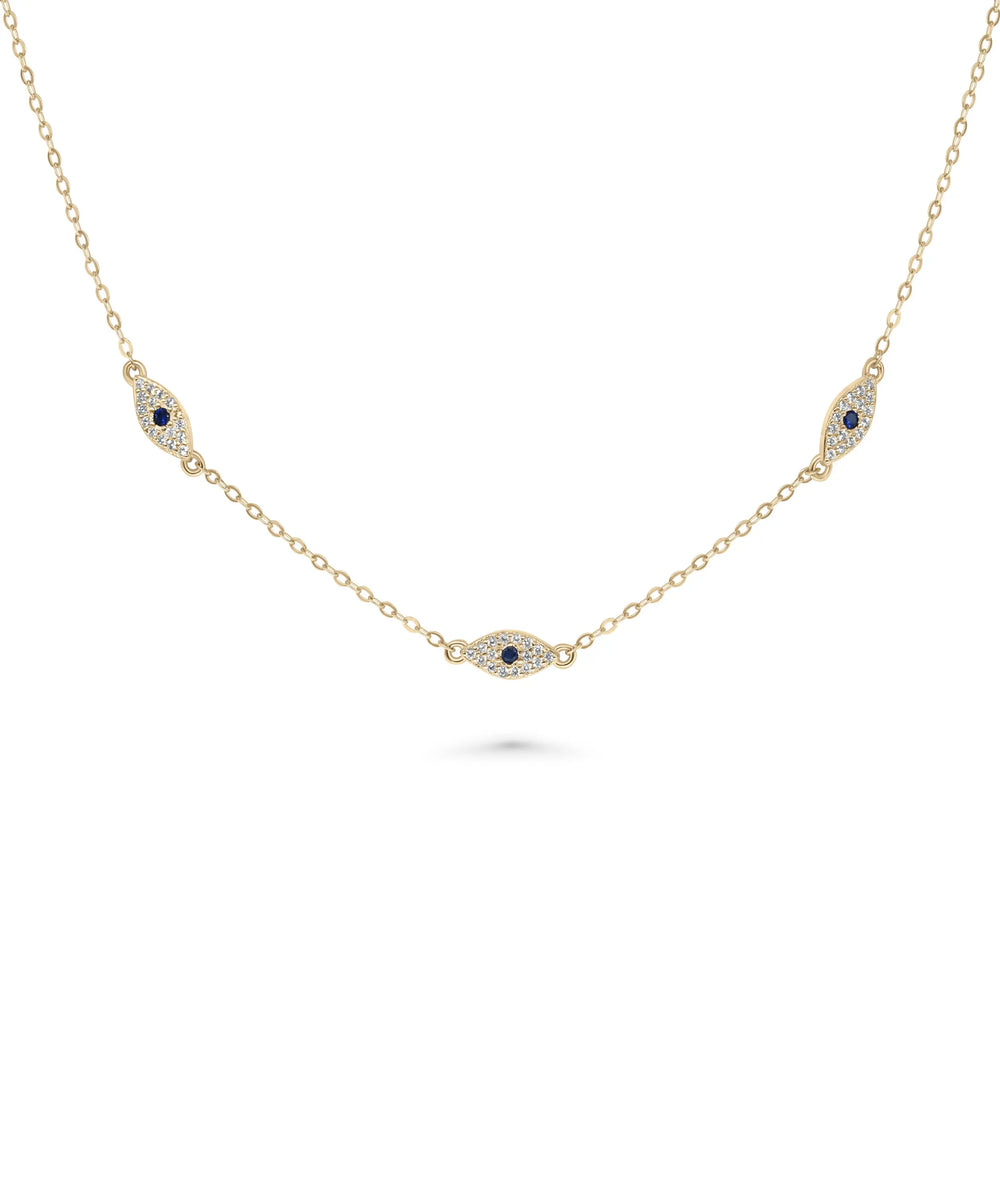 Evil Eye Station Necklace rose gold featuring ancient talisman design