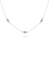 Evil Eye Station Necklace white gold with birthstone center accents