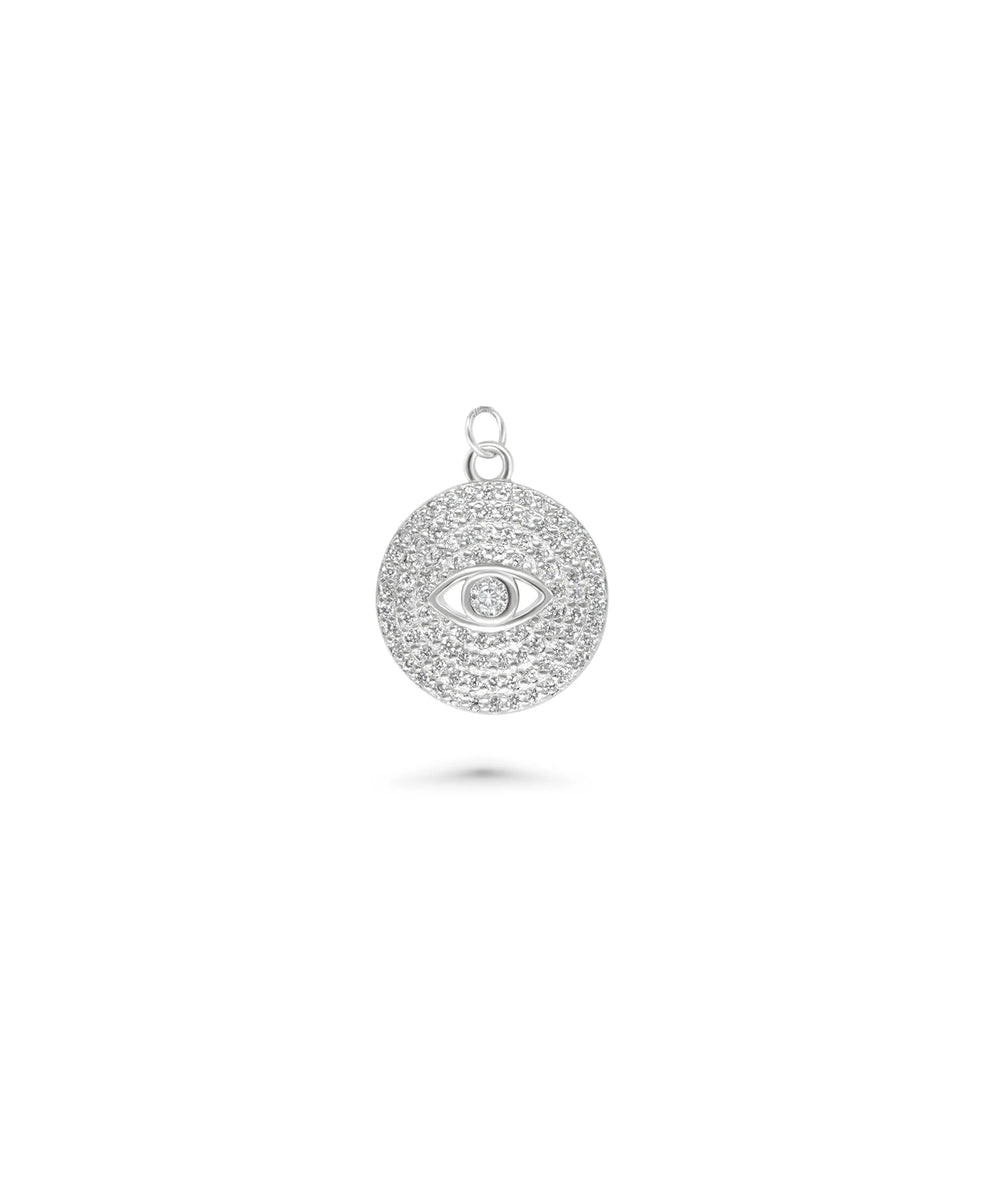 White gold Evil Eye Diamond Coin Charm talisman design