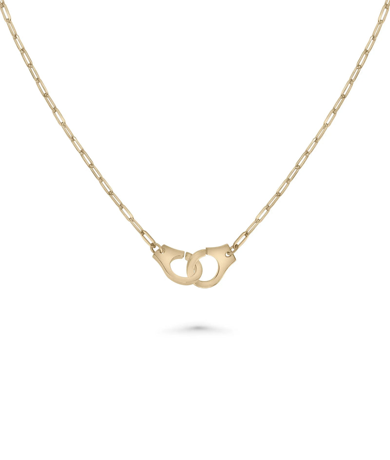 Paper Clip Necklace with Handcuff Charm rose gold featuring bold symbolism