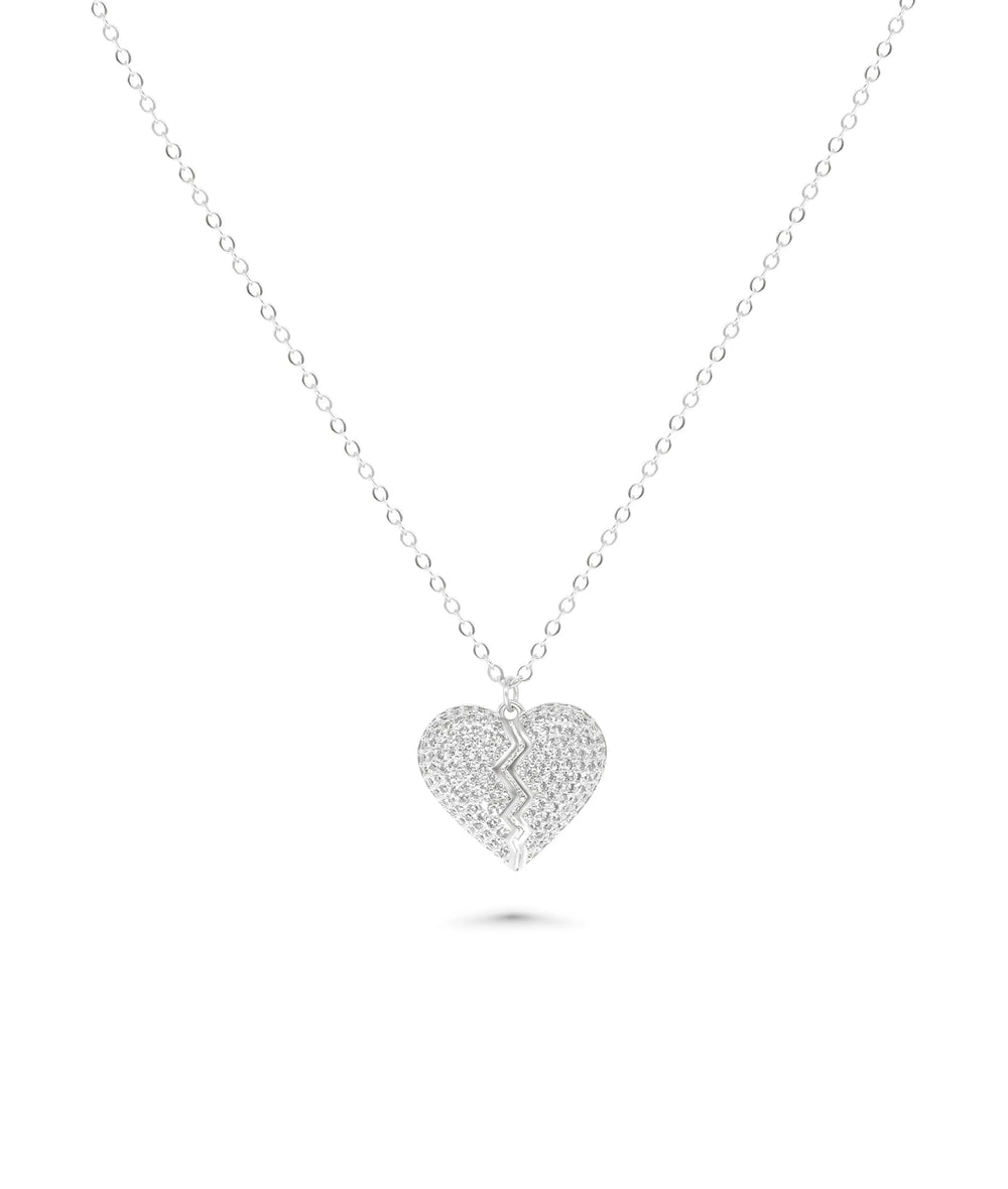 White gold Diamond Pave Heart Charm continuous coverage