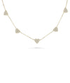 Heart Pave Station Necklace front view yellow gold with five heart stations