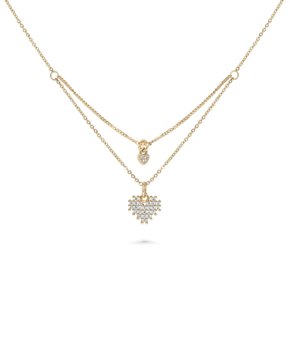 Heart Layered Necklace rose gold featuring 12mm prominent focal heart