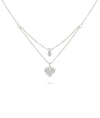 Heart Layered Necklace white gold with delicate romantic chain cascade
