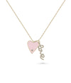Enamel Heart and Love Charm Necklace rose gold featuring romantic dual message