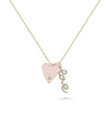 Enamel Heart and Love Charm Necklace front view yellow gold with colorful heart