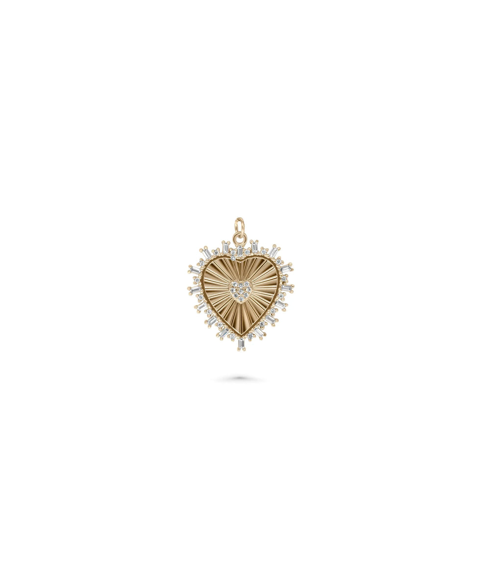 Rose gold Heart Fluted Charm featuring dimensional texture