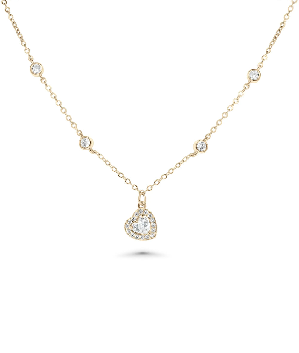 Diamond Solitaire Necklace rose gold featuring heart-shaped center stone