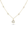 Diamond Solitaire Necklace front view yellow gold with heart solitaire pendant