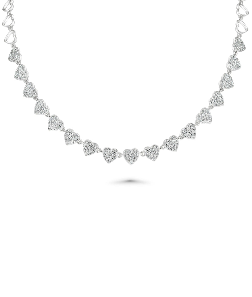 Diamond Pave Line Necklace white gold with flowing diamond elegance