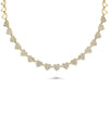 Diamond Pave Line Necklace front view yellow gold with heart pendant sparkle