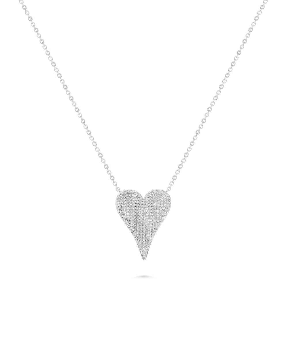 Diamond Pave Heart Necklace white gold with romantic brilliant design