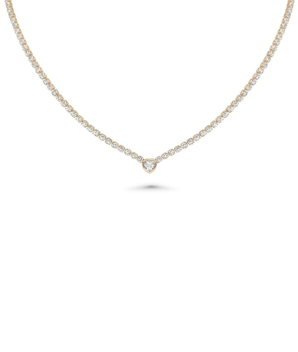 Tennis Necklace with Bezel Set Diamond Solitaire rose gold featuring protection