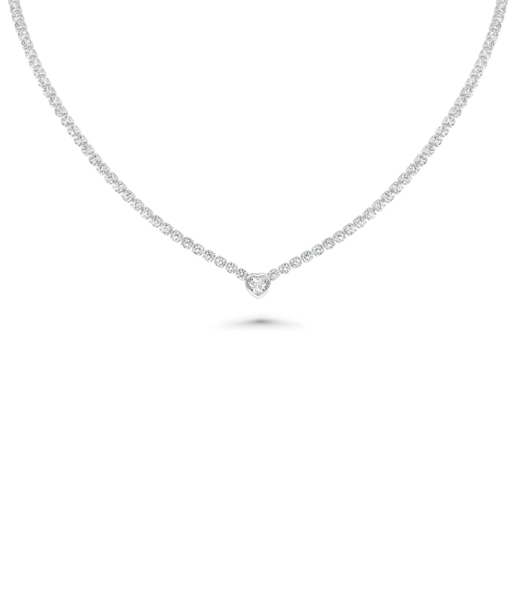Tennis Necklace with Bezel Set Diamond Solitaire white gold with modern setting