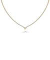 Tennis Necklace with Bezel Set Diamond Solitaire front view yellow gold chain