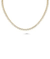 Heart Shape Line Tennis Necklace front view yellow gold with heart diamonds
