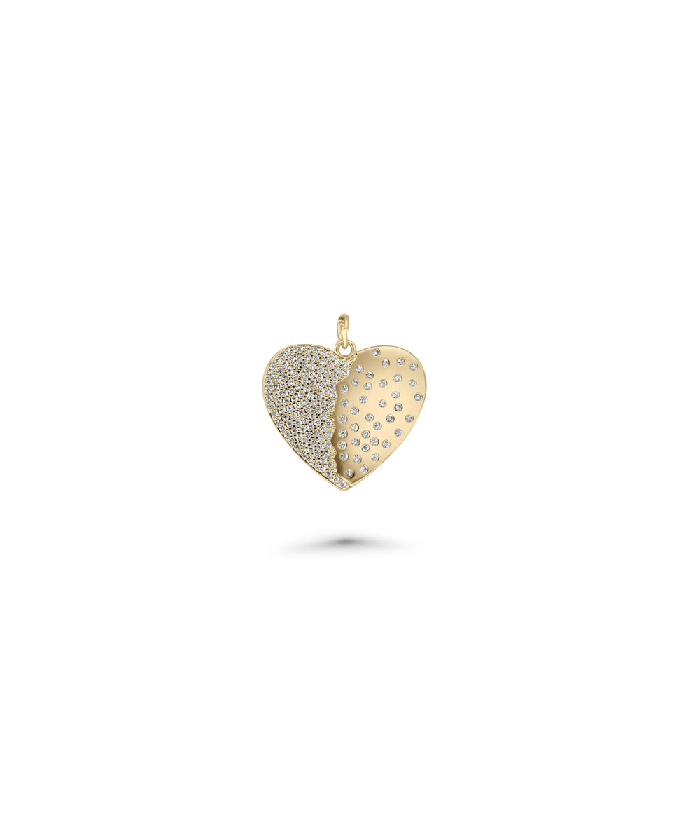 Diamond Heart Charm yellow gold romantic symbol sparkle