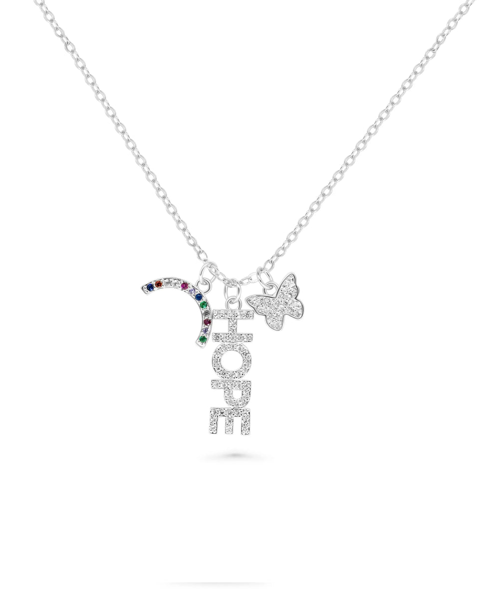 Hope Charm Necklace white gold with inspirational message elements