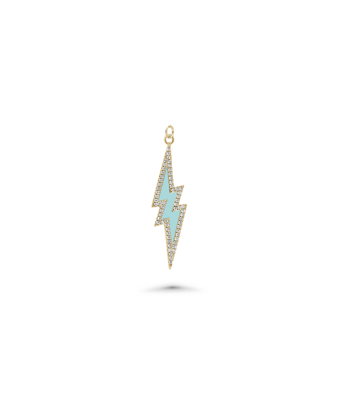 Lightning Diamond Outline Charm yellow gold power symbol