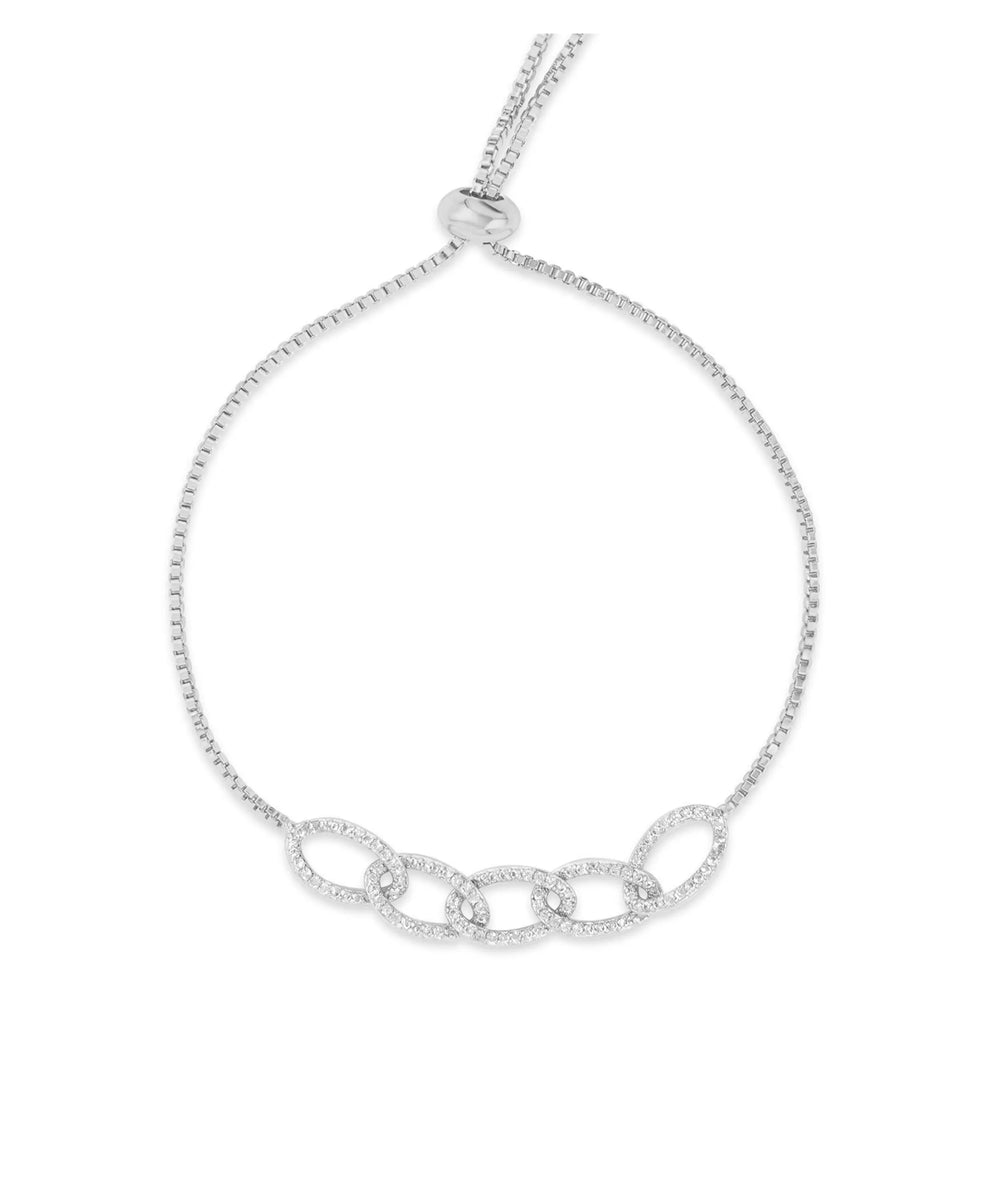 White gold Curb Link Bolo Bracelet featuring bold chain design