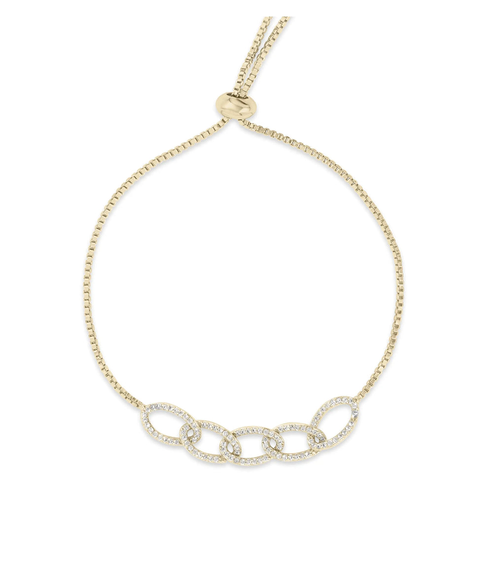 Curb Link Bolo Bracelet yellow gold with diamond-set curb chain links