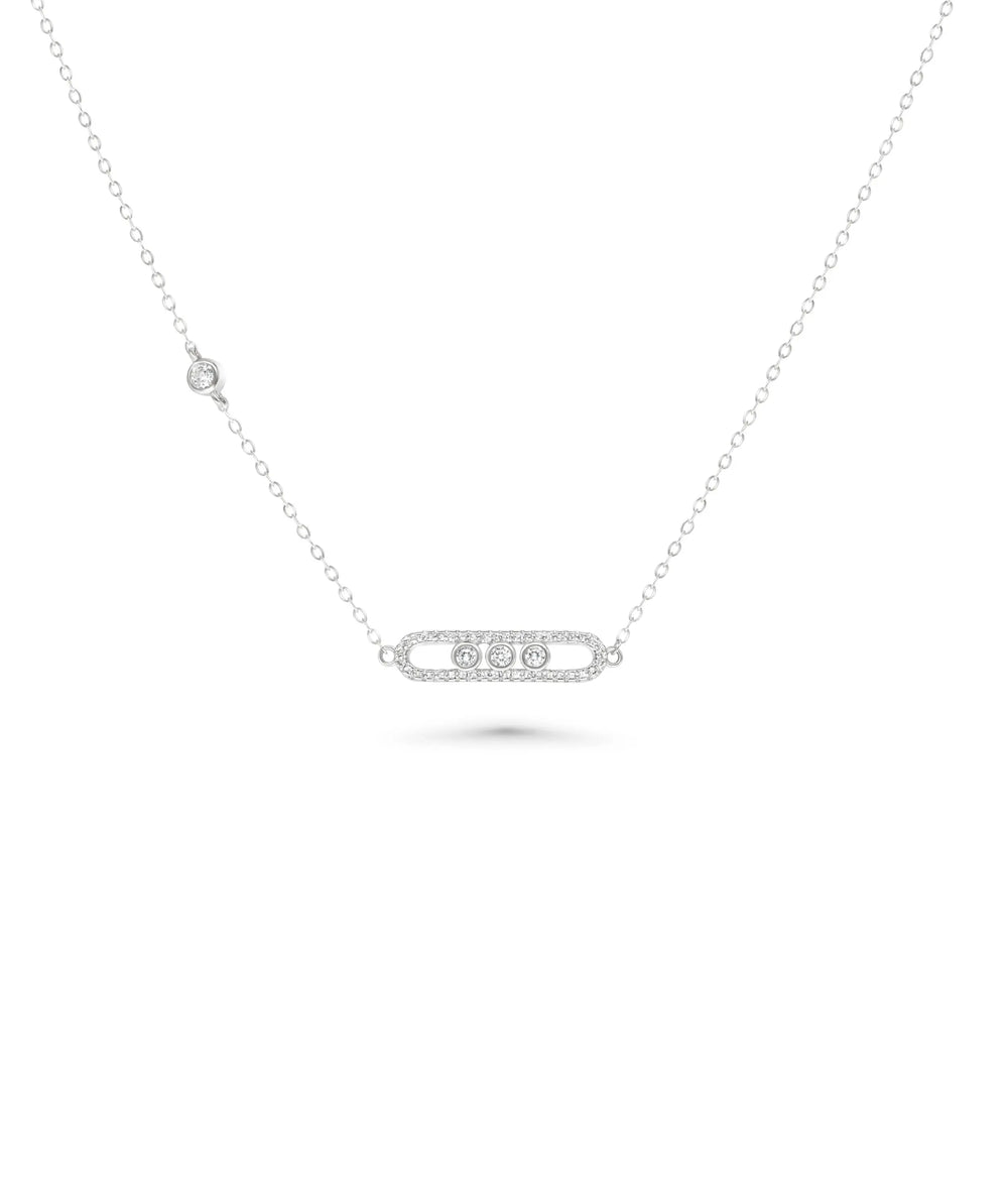 Diamond Link Necklace white gold with bold contemporary chain