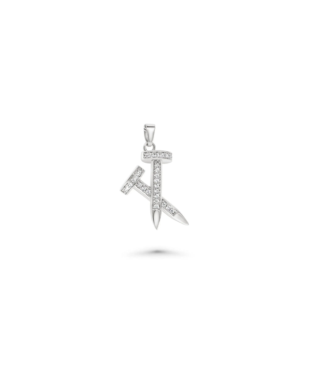 White gold Diamond Nail Charm contemporary edgy symbol