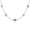 Enamel and Multi Shape Necklace white gold with colorful style combination