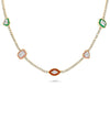 Enamel and Multi Shape Necklace front view yellow gold with diverse elements