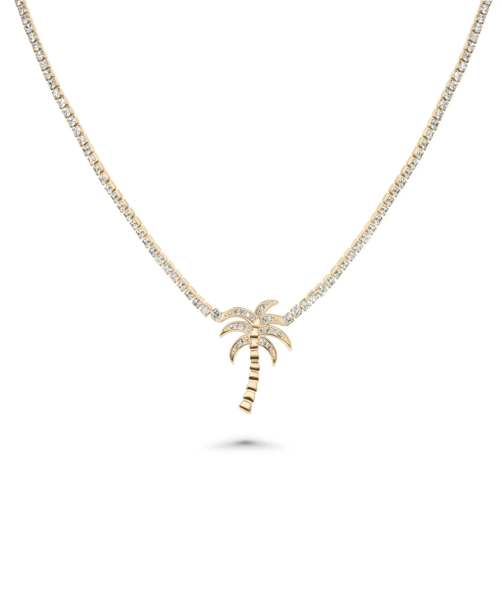 Diamond Tennis Necklace with Charm rose gold featuring nature symbol