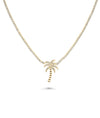 Diamond Tennis Necklace with Charm front view yellow gold with tree pendant