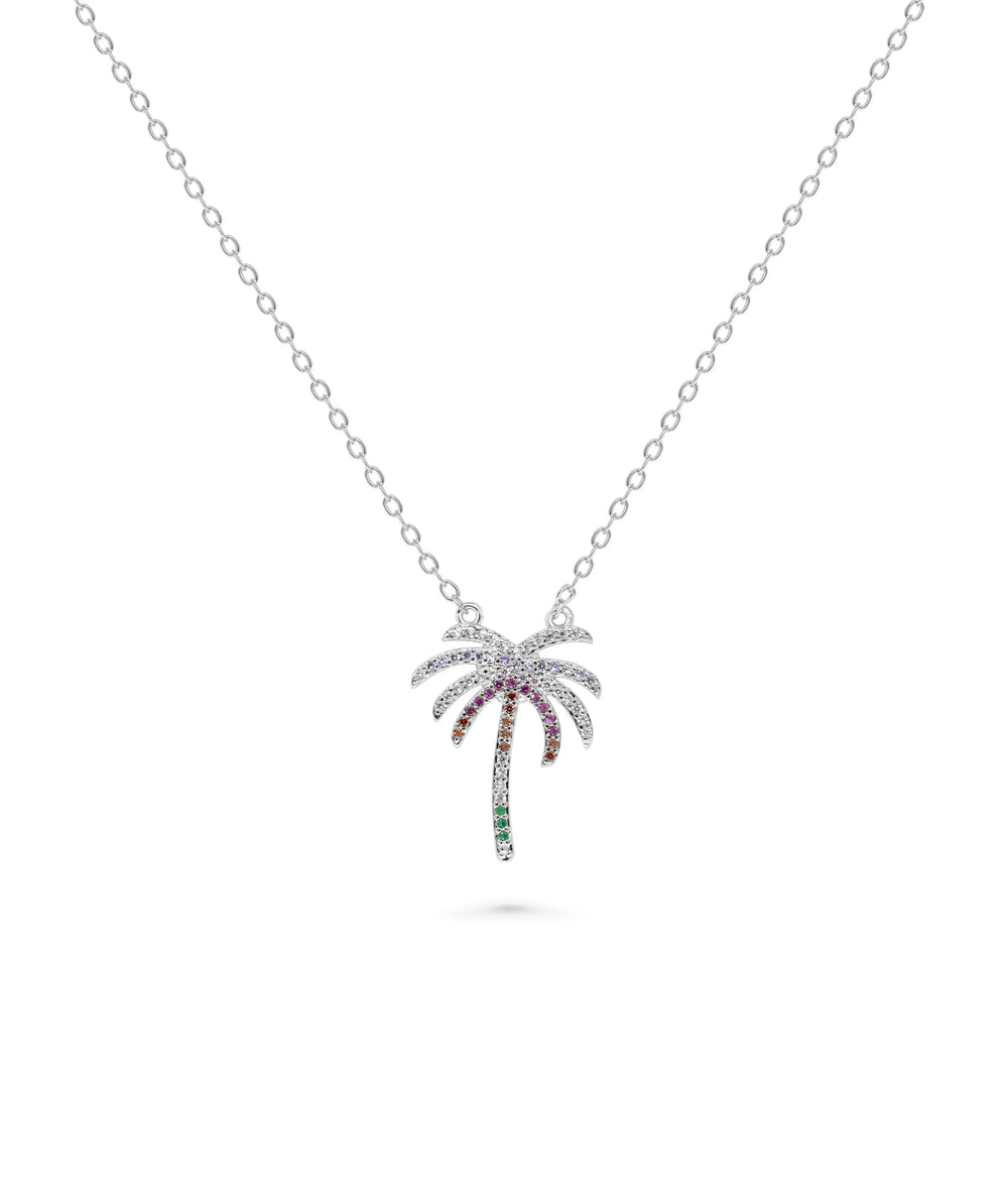 Palm Tree Necklace white gold with nature-inspired diamond sparkle