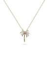 Palm Tree Necklace front view yellow gold with tropical botanical pendant