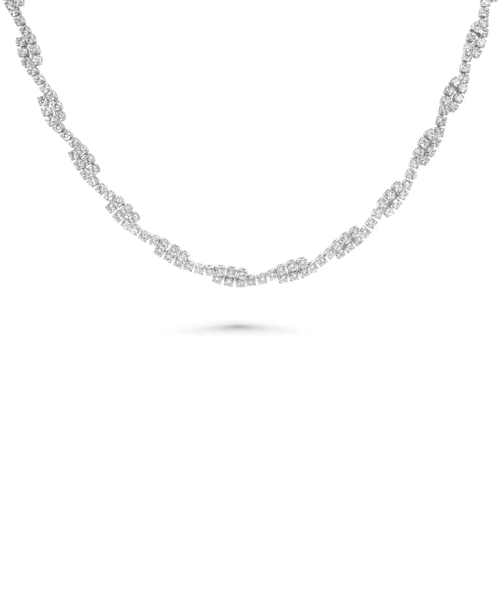 Tennis Twisted Tennis Necklace white gold with innovative architectural sparkle