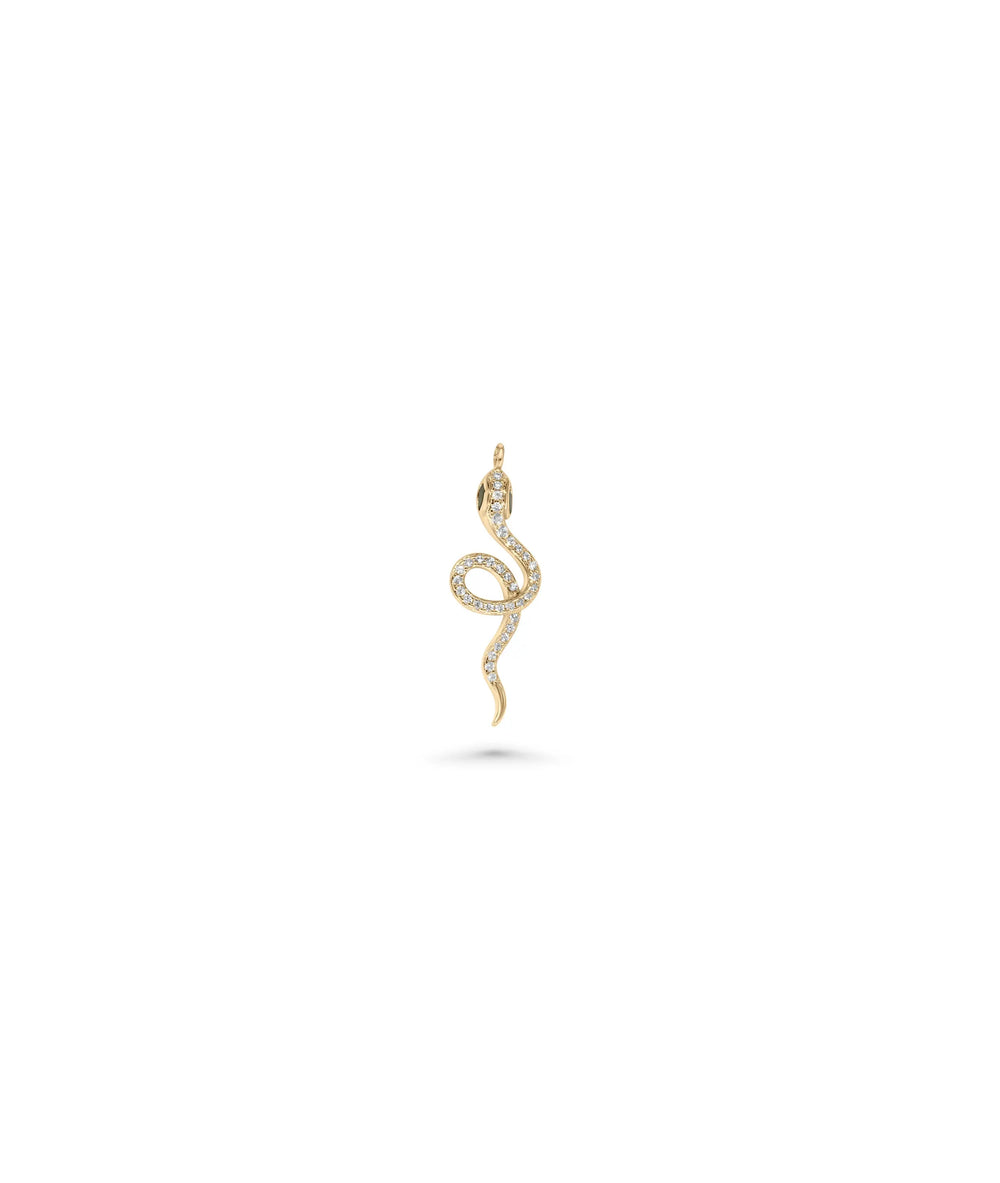 Rose gold Diamond Snake Charm featuring serpentine curves