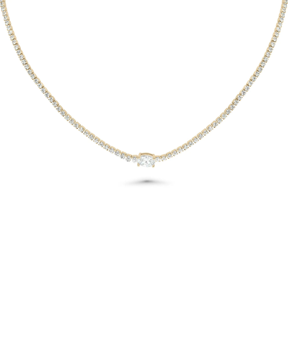 Tennis Necklace with Diamond Solitaire rose gold featuring dual-element design